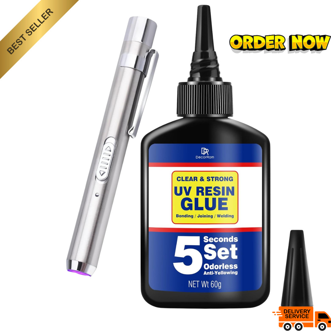 UV Resin Kit with Light 60G UV Glue for Bonding & Curing in Seconds Professional