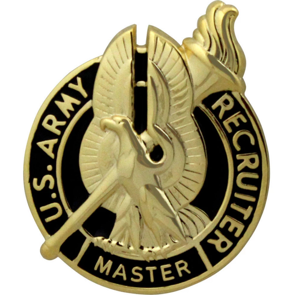 GENUINE U.S.ARMY IDENTIFICATION BADGE: MASTER RECRUITER-Regulation Size-Mirror