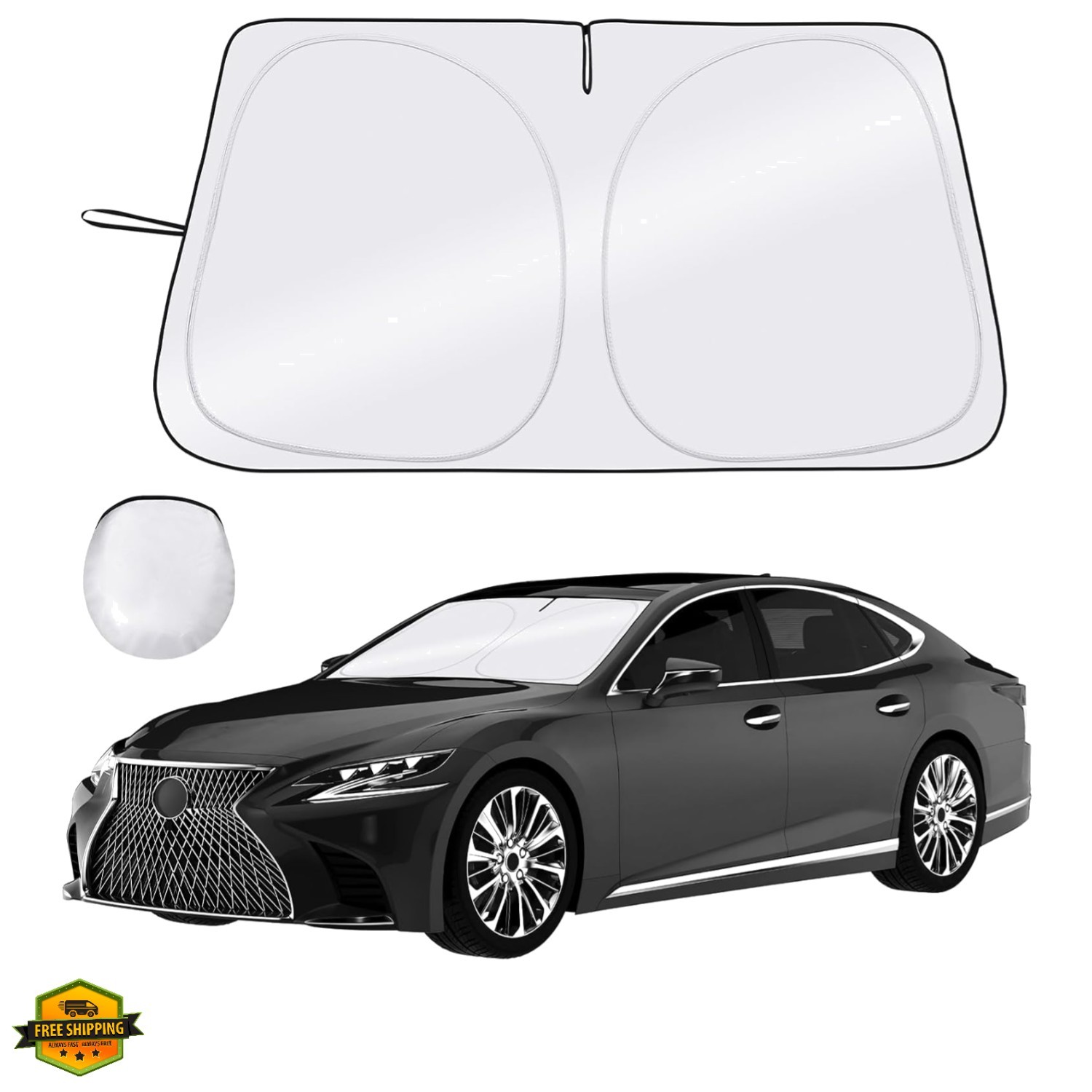 Car Windshield Sun Shade, Foldable Front Window Sunshade Blocks UV Rays, Keep...