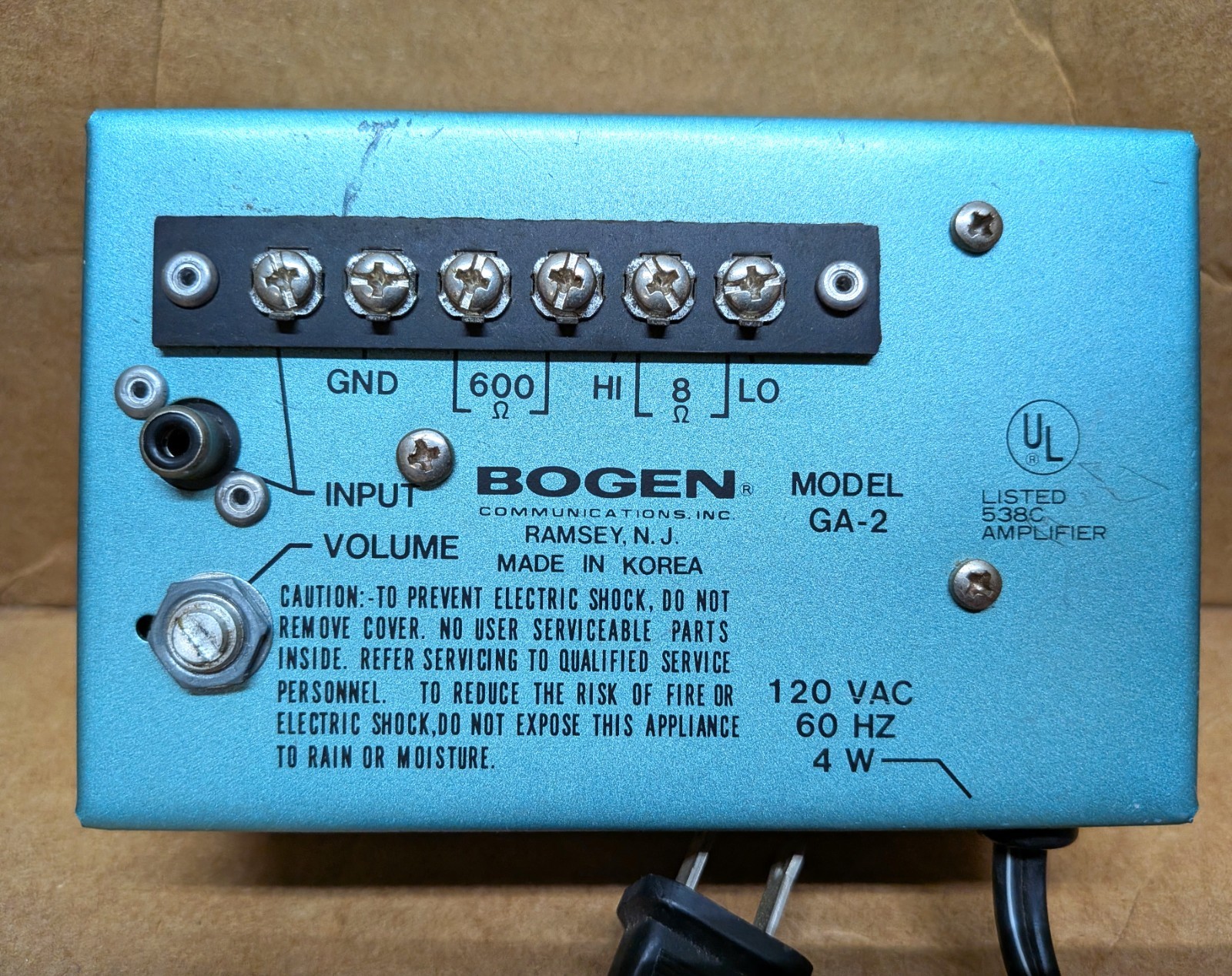BOGAN GA-2 UTILITY AMPLIFIER 1.5W 600-OHM OR 8-OHM