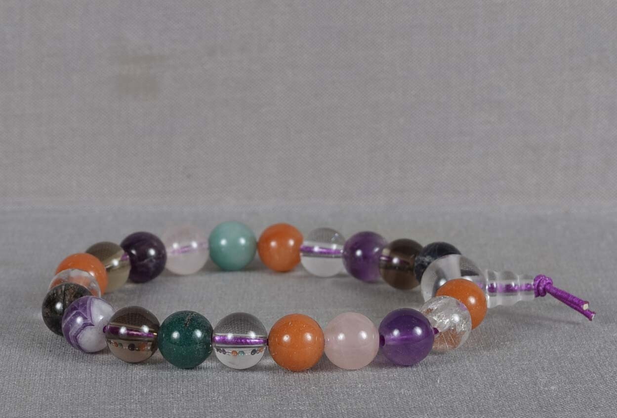 Mixed stones BRACELET rock crystal, jadeite, amethyst 8mm
