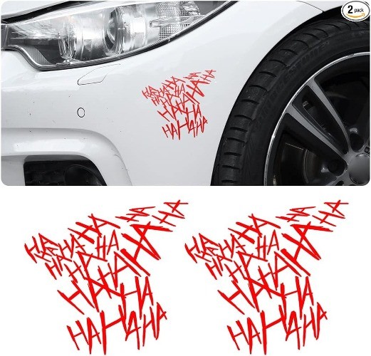 2PCS Joker Haha Car Windshield Decals, PET Personalized Stickers fo Color: Red