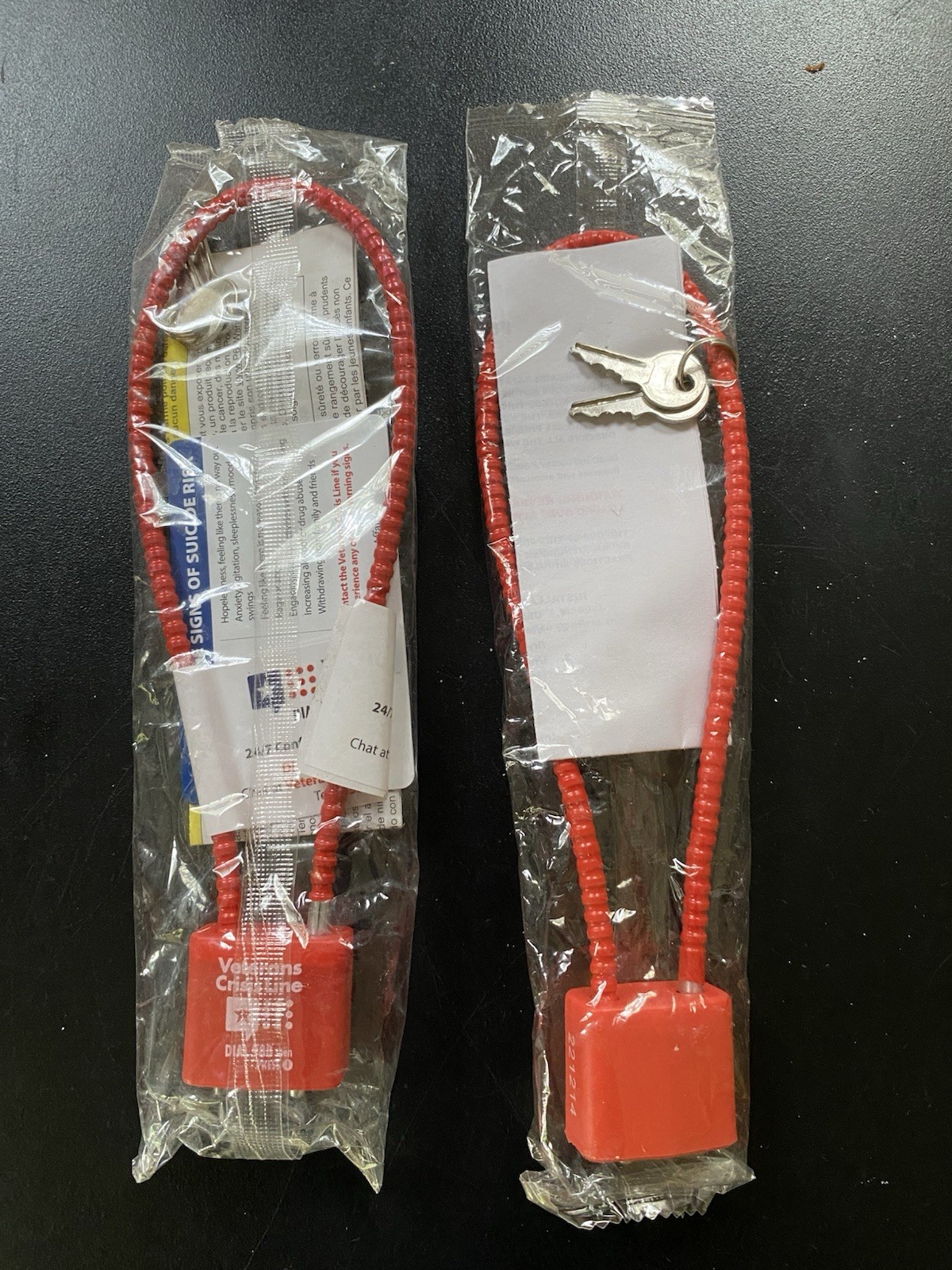 Cable Gun Locks 15"  for Pistol Shotgun & Rifle  Veterans Crisis Line Set of 2