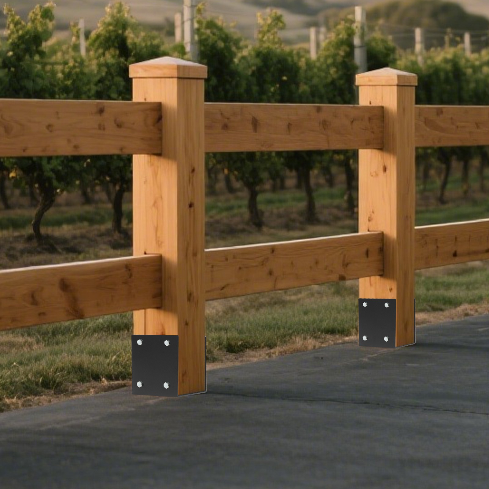 U-Shape Post Base Holder 7*7in Wet Concrete Fence Post Holder 2 Pack Black