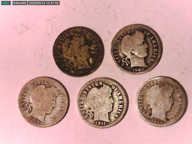 10 BARBER SILVER DIMES MIXED CONDITIONS LOT #D055