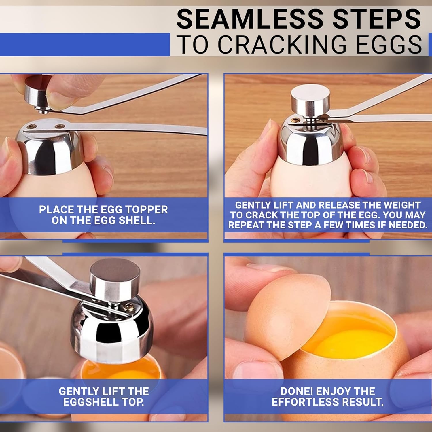Egg Cracker Tool for Raw Eggs - Stainless Steel Shell Opener