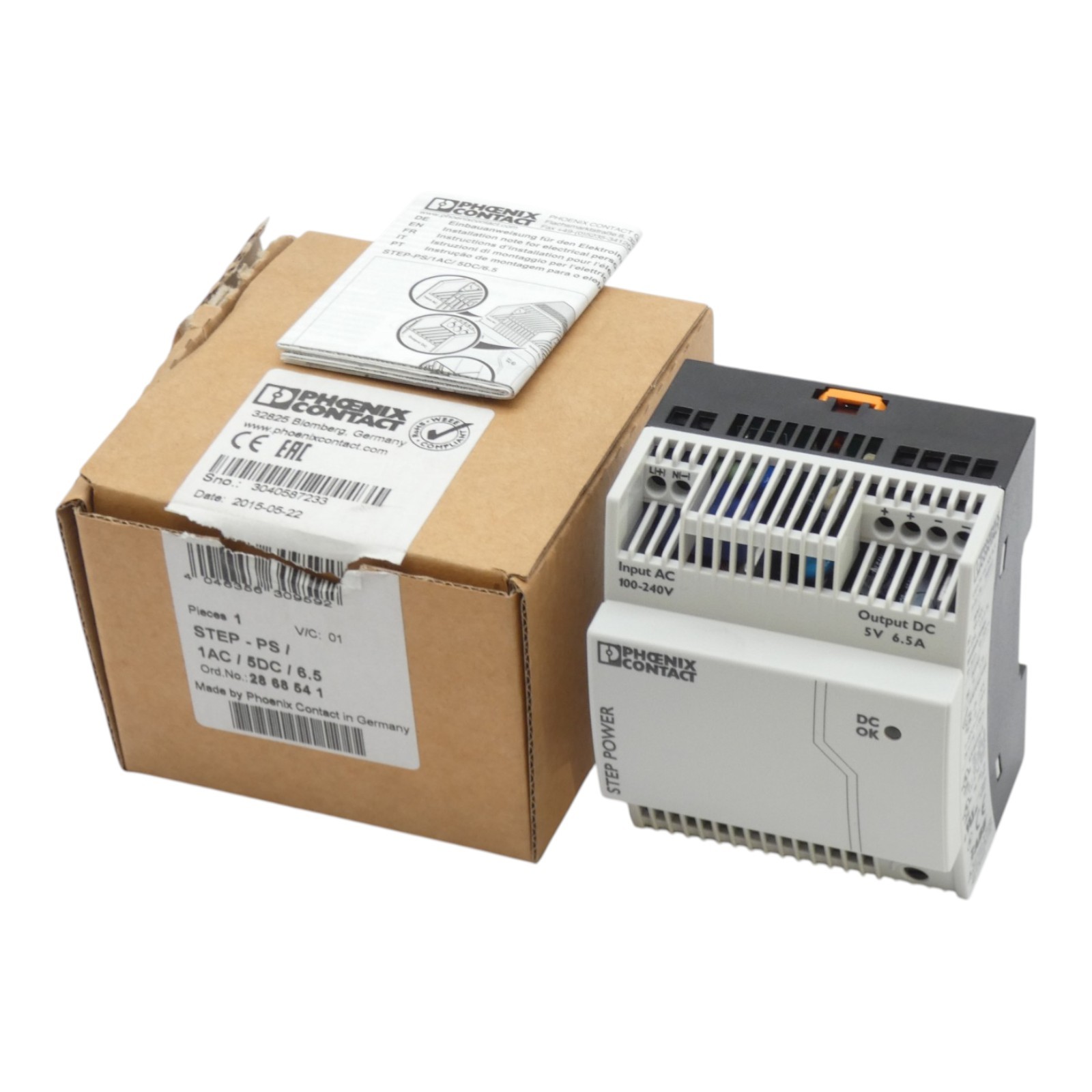 Phoenix Contact STEP-PS / 1AC / 5DC / 6.5 2868541 Power Supply -Unused/Original Packaging-