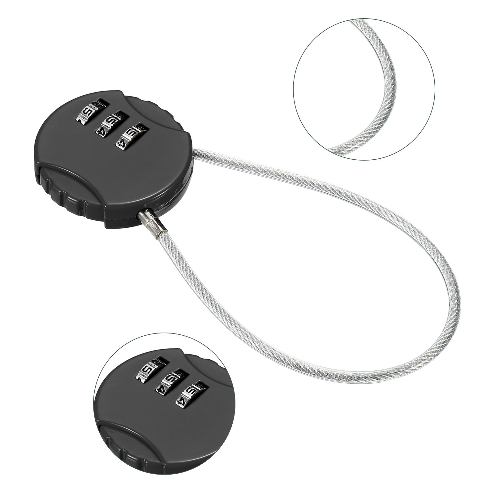2Pc Small Combination Locks, 3 Digit Baggage Padlocks(Black, 7.8-Inch)