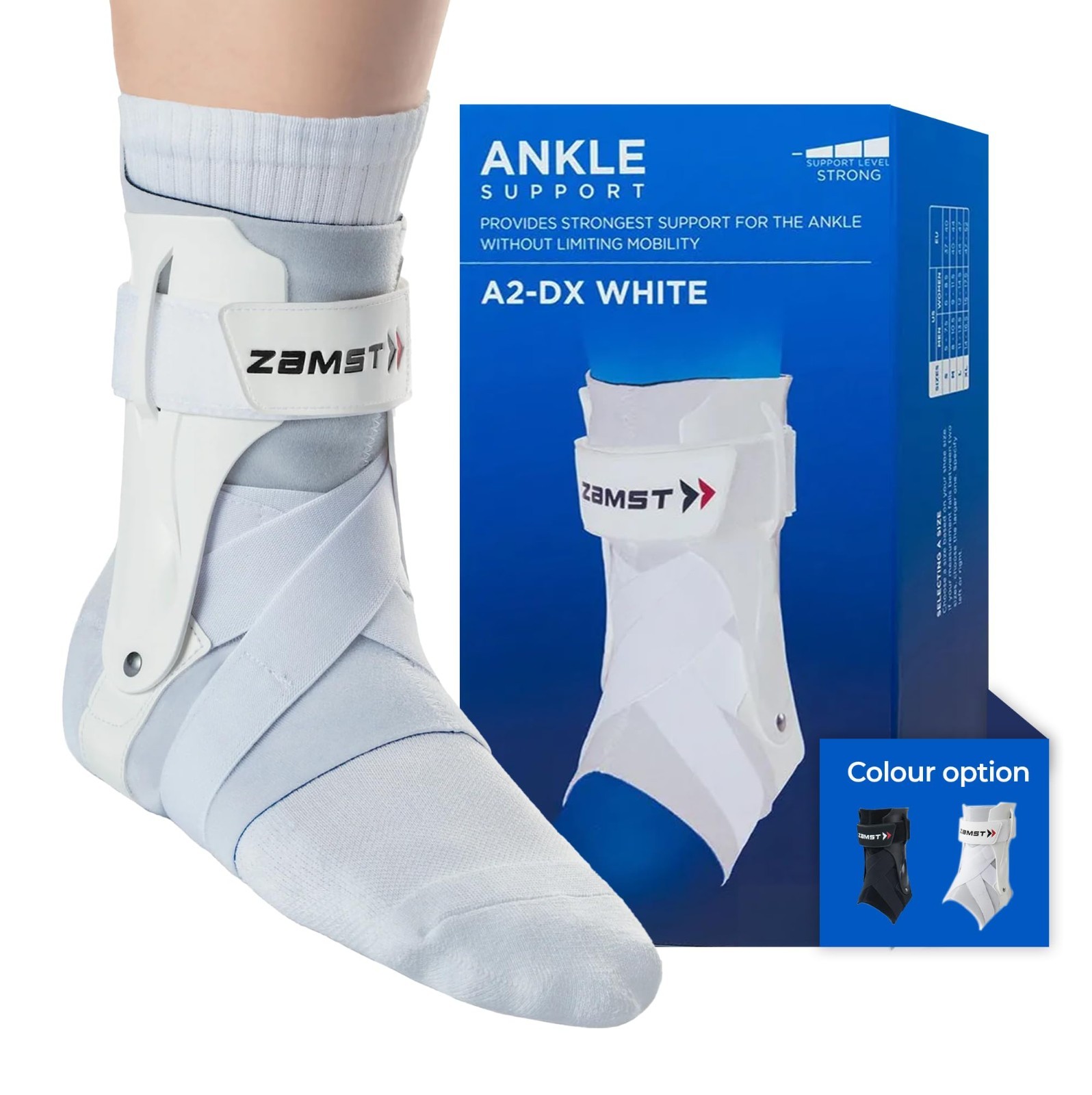 Zamst A2-DX White Ankle Brace Sports Breathable Sports Ankle Support Small Right