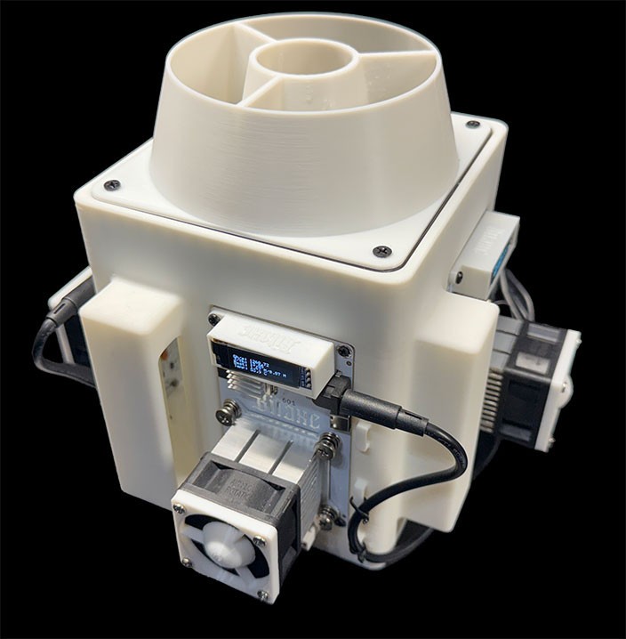 White 4-Bitaxe Gamma Cooling Tower with 120mm Top Fan - Great for Overclocking