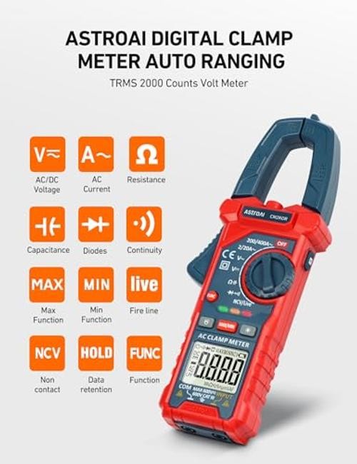 Digital Clamp Meter Multimeter Amp Voltage Tester Auto 2000 Counts Blue