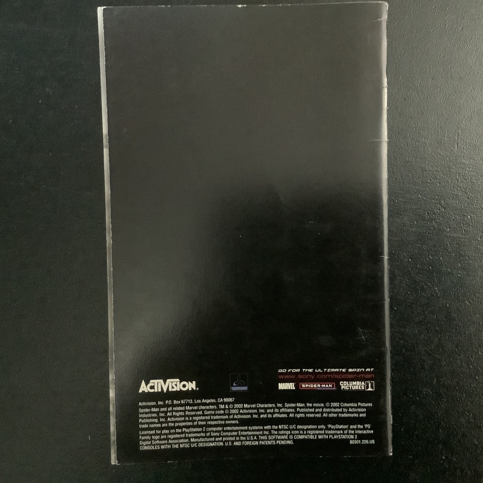 Spider-Man 1 PS2 PlayStation 2 Instruction Manual Only