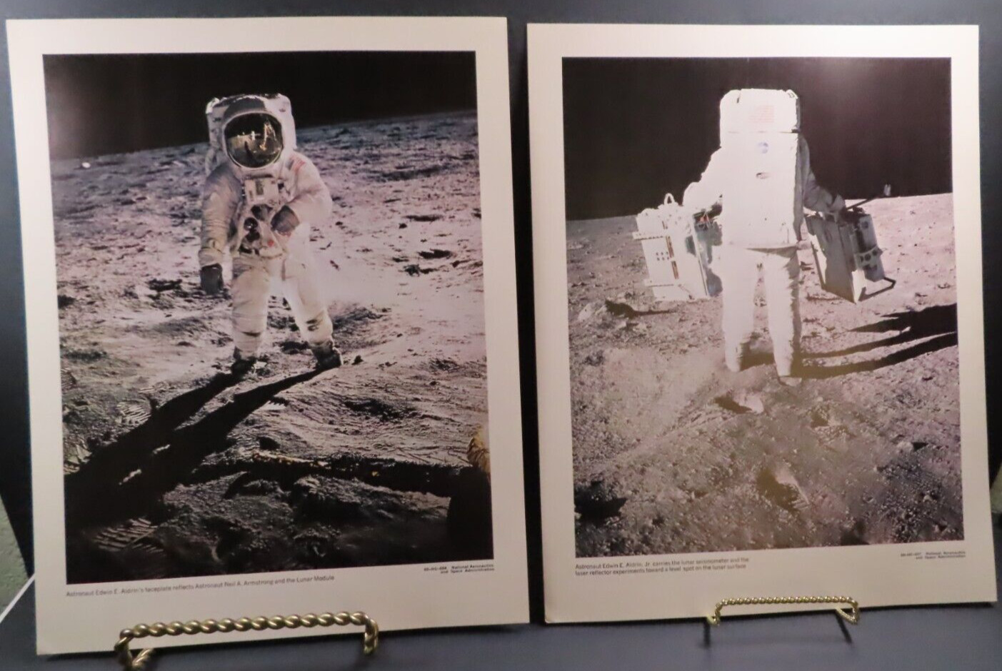(2) Rare Vintage Official Apollo 11 NASA Lithographs Astronaut Aldren 11" x 14"