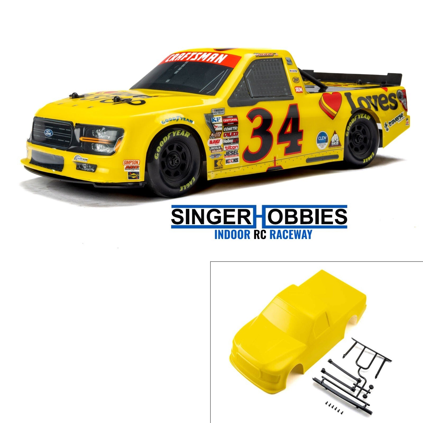 PRO-LINE 365420 1/12 Pre-Cut/Painted Layne Riggs #34 Love Body Losi NASCAR