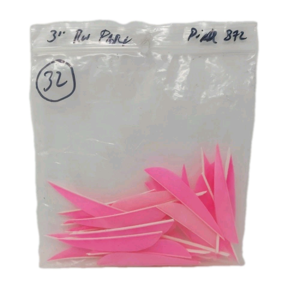 32 Count Archery Arrow Feathers 3" Right Wing Parabolic: Fluorescent Pink