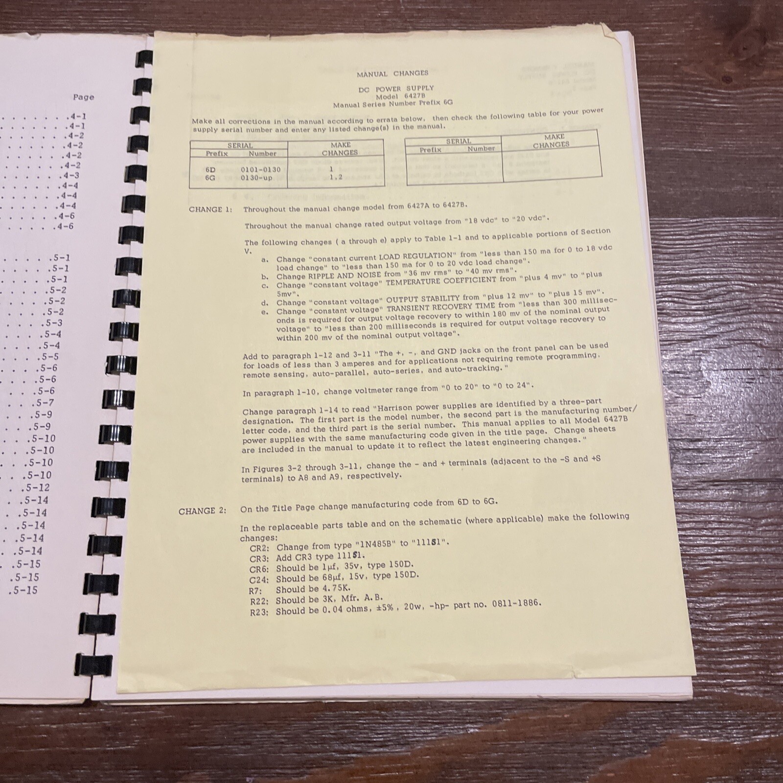 HP 6427B DC Power Supply Manufacturing Code 6D Operating Service Manual Feb 1966