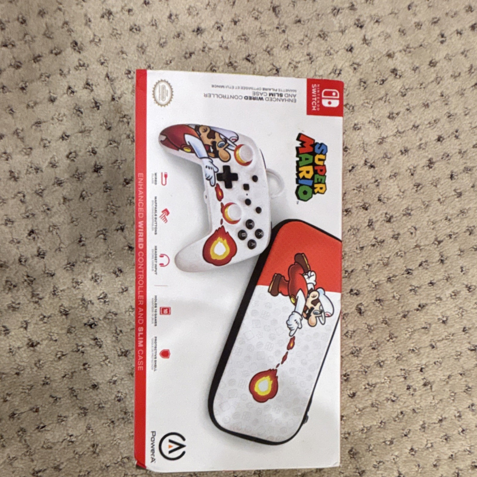 Nintendo Switch Console Joy-Con PowerA Super Mario Controller& Slim Case