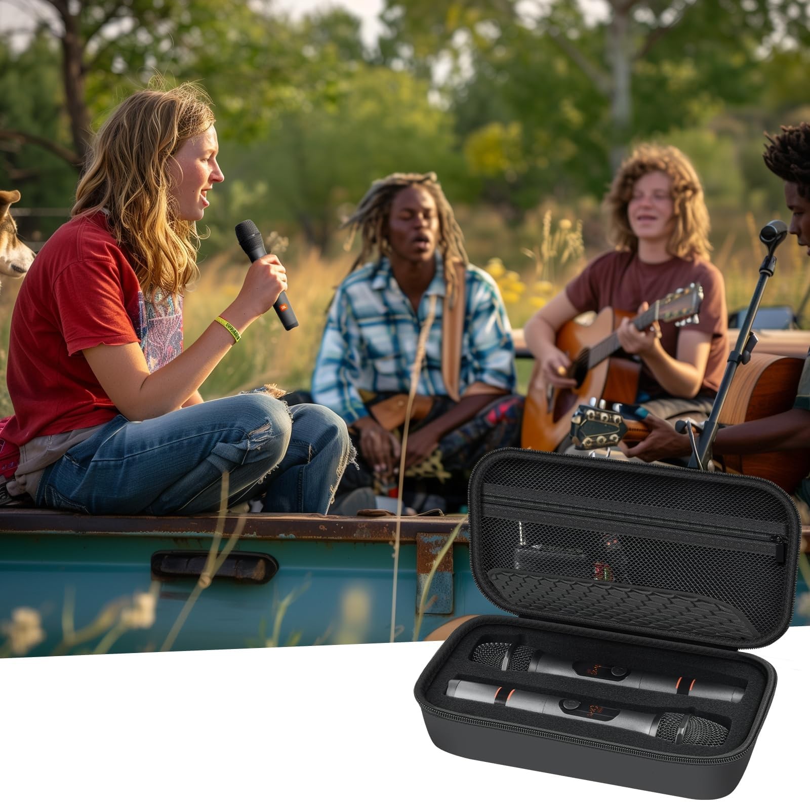 Comecase Wireless Microphone Case Compatible 11.2 x 5.9 x 3.1 inches, Black