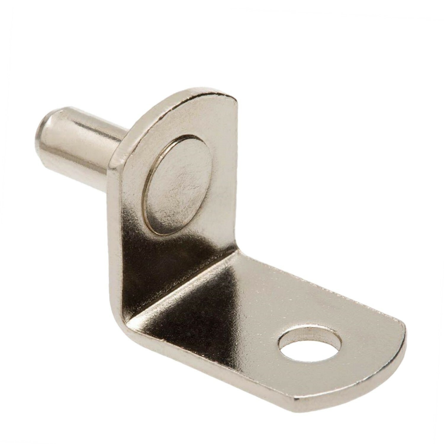5mm Polished Nickel "Bracket" With Hole Shelf Support Pegs - 25 Pack