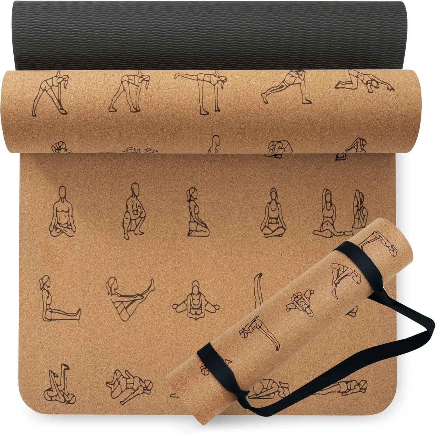 Premium Cork Yoga Mat 1/4 & 2/5 Inch Thi in, Thi Cork and TPE Non Slip