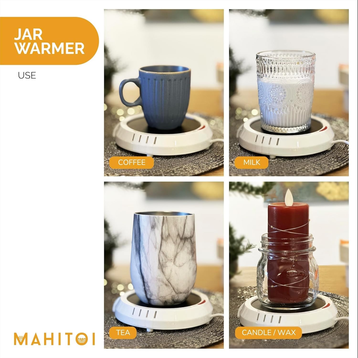 Durable Heavy Portable Large Warmer Safe Plate for Candle Jar & Large, White