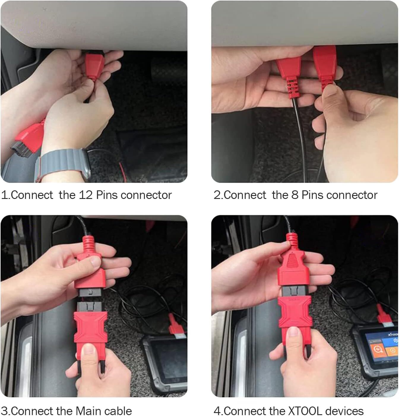 XTOOL 12+8 Pin Auto Diagnostic Cable FCA Cable for Chrysler work with D7 D8 D9