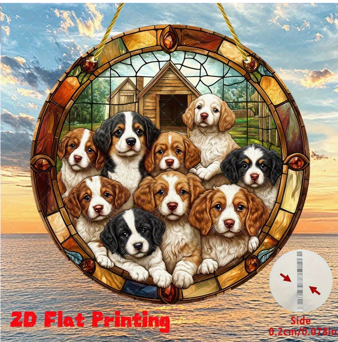 Large Dog Lover Acrylic Suncatcher-2D-Stained Glass Look-8in-The Perfect Gift