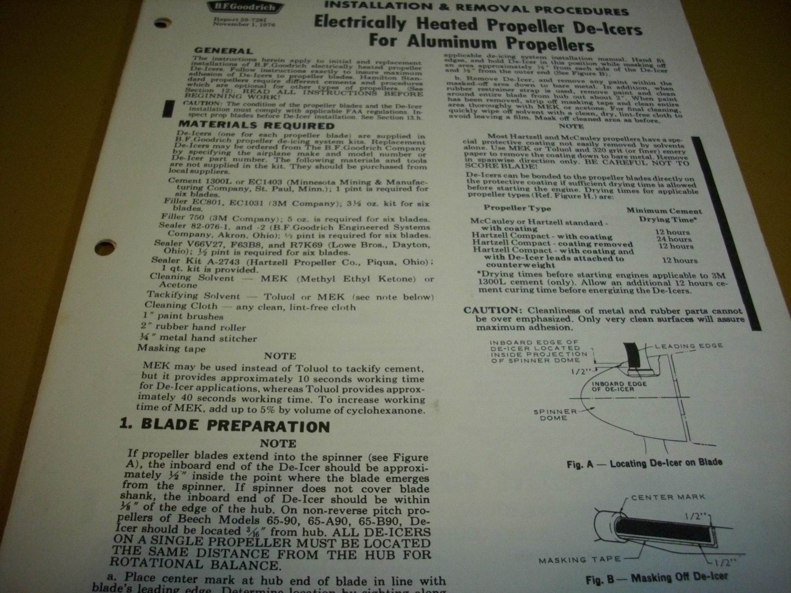 BFGoodrich Electric Heated De-Icers Aluminum Props Install/Removal Instructions