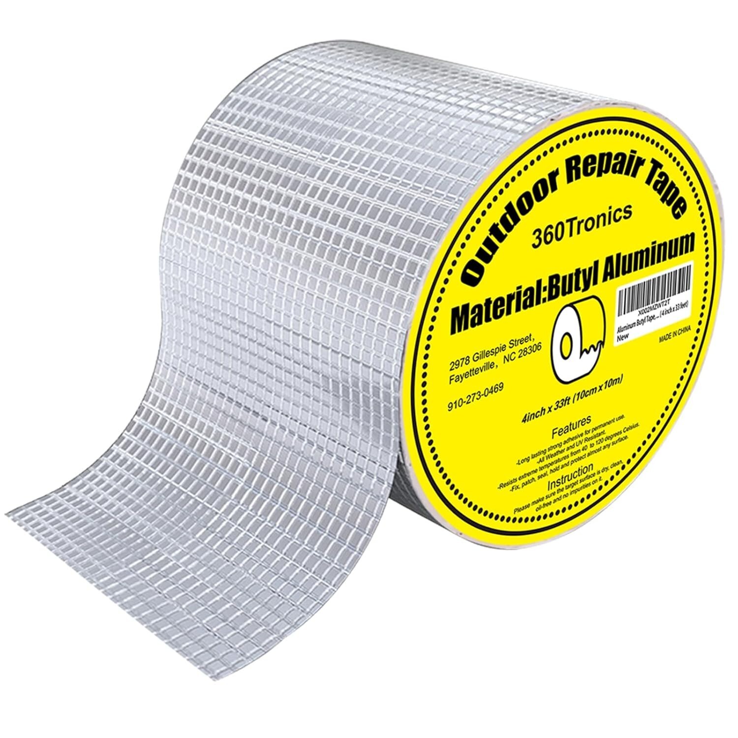 Super Waterproof Tape, Aluminum Butyl Aluminum Tape 4in x 33 ft, RV, Roof, Metal