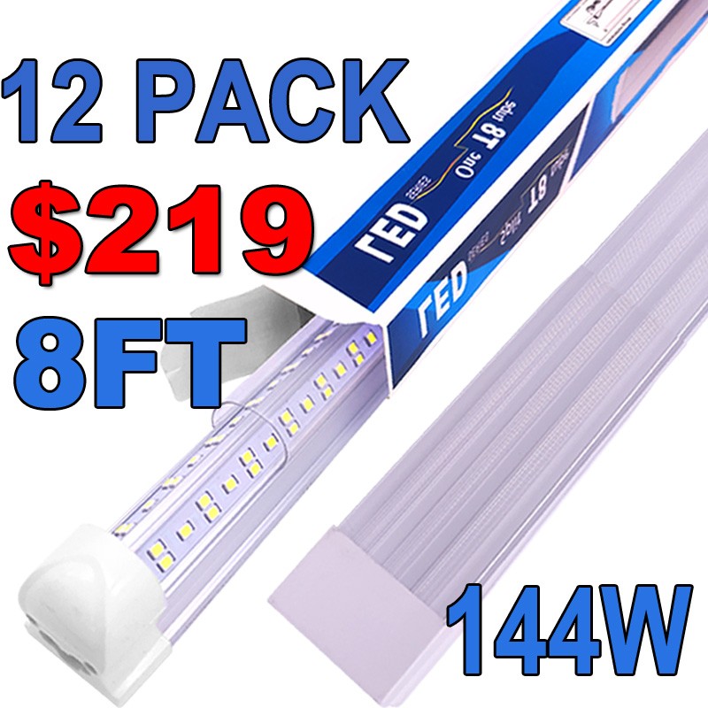 8 Ft Led Tube Lights 6500k 8ft Led Shop Light Fixture 144w Led Light Bulbs 12pc
