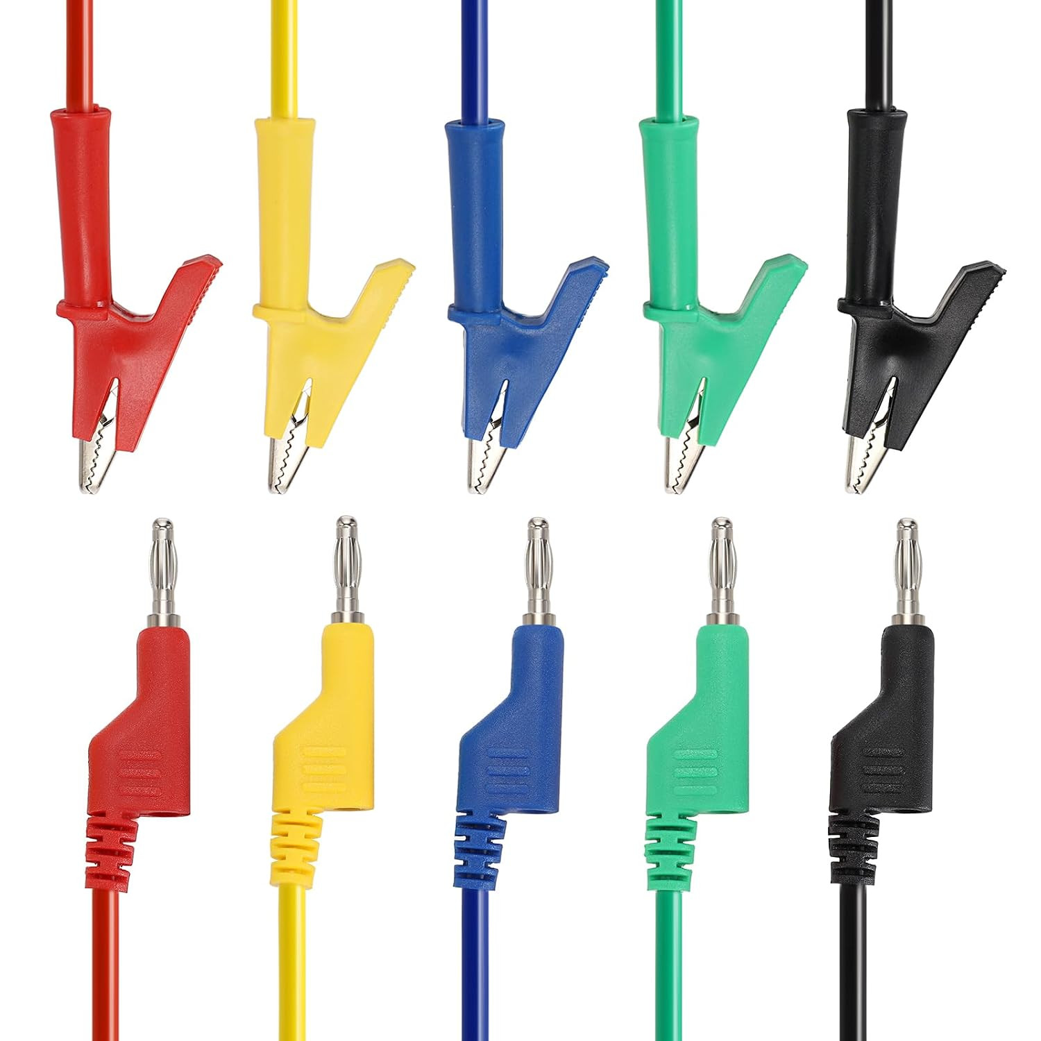 Multimeter Banana Plug to Crocodile Alligator Clip Test Probe, 5PC 4Mm Stackable