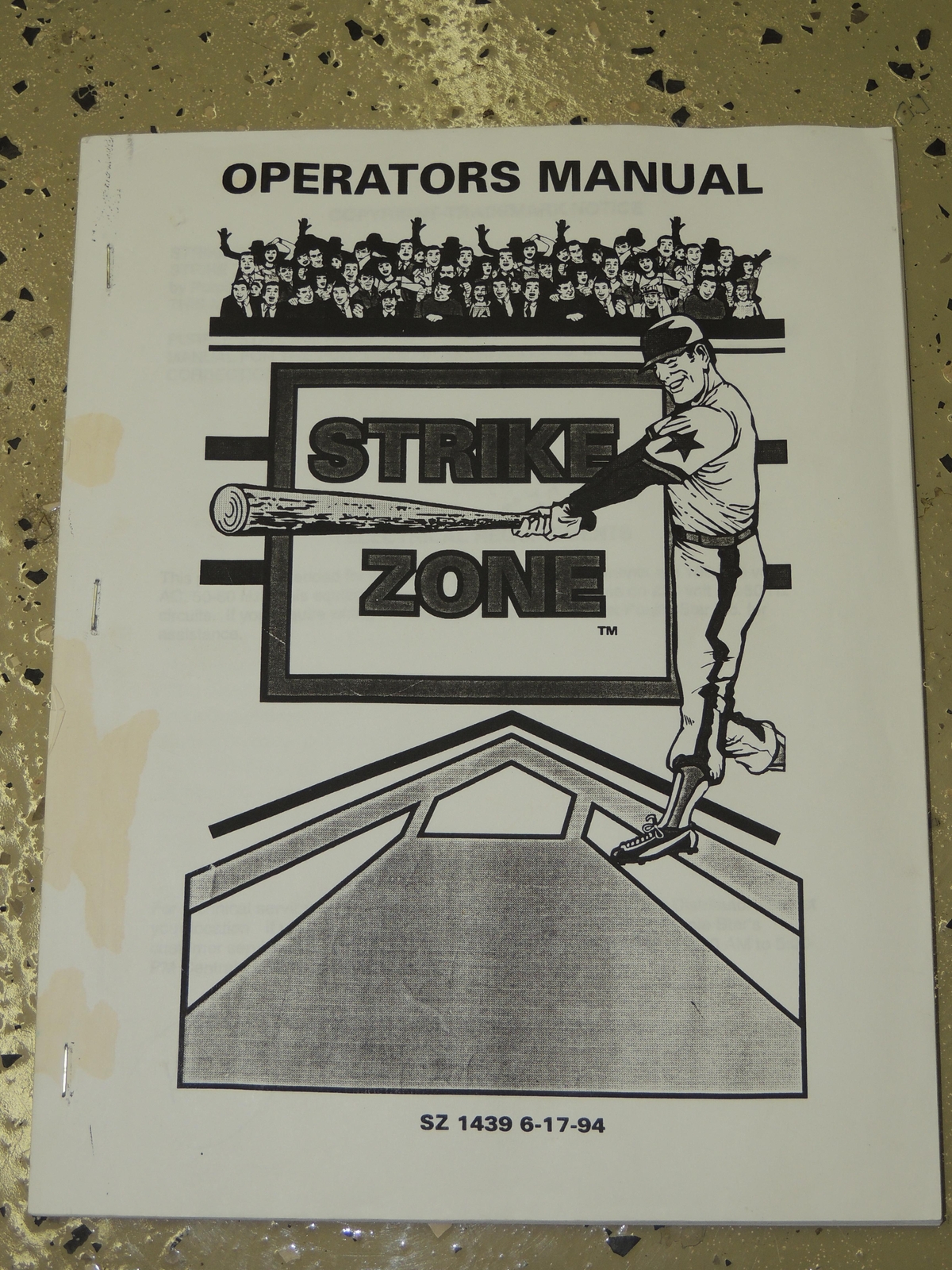 Strike Zone Arcade Game Operators Manual