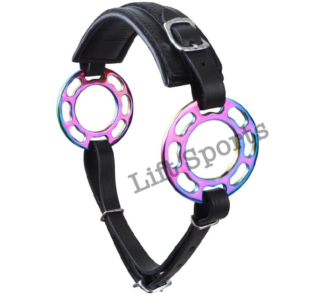 Brown/Black Rainbow MultiColor Hackamore Bitless Horse Bit Leather Bridle Adjust