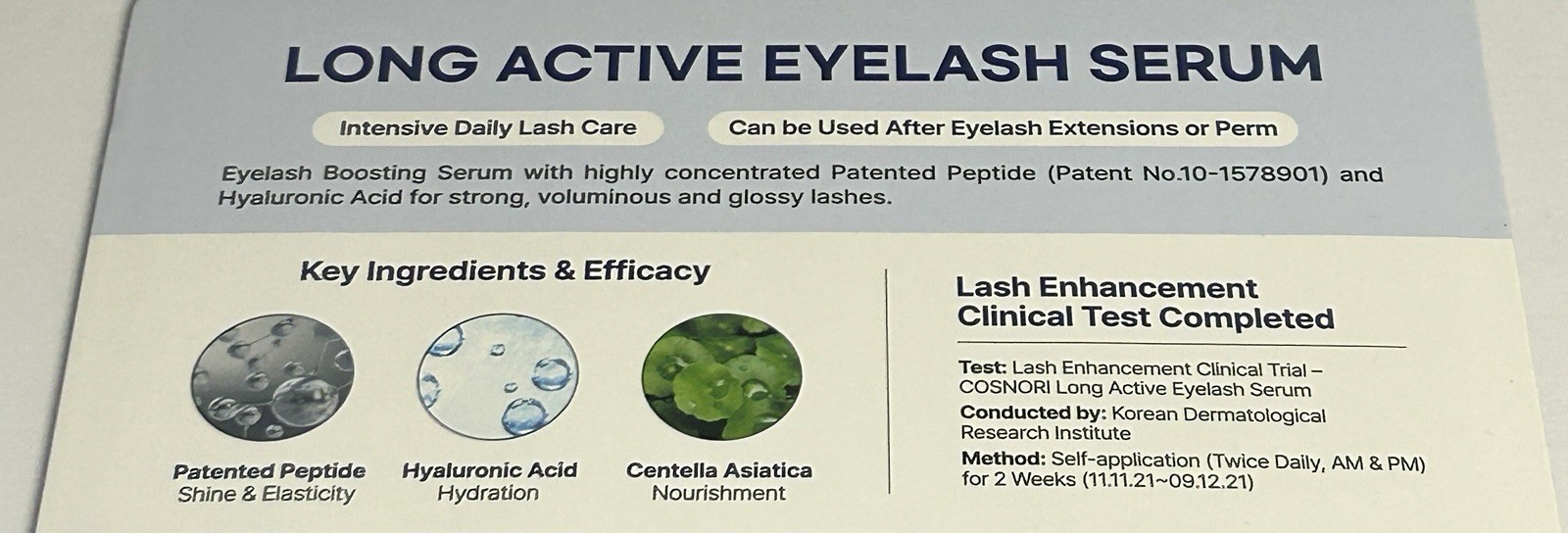 COSNORI Long Active Eyelash Serum, 9g x2, Vegan, Korean Lash Growth, Dual Brush.
