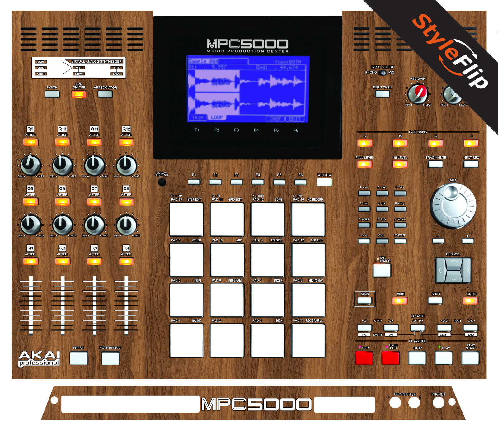 Akai MPC 5000 | Wood 2 | Protective Decal | StyleFlip Skins