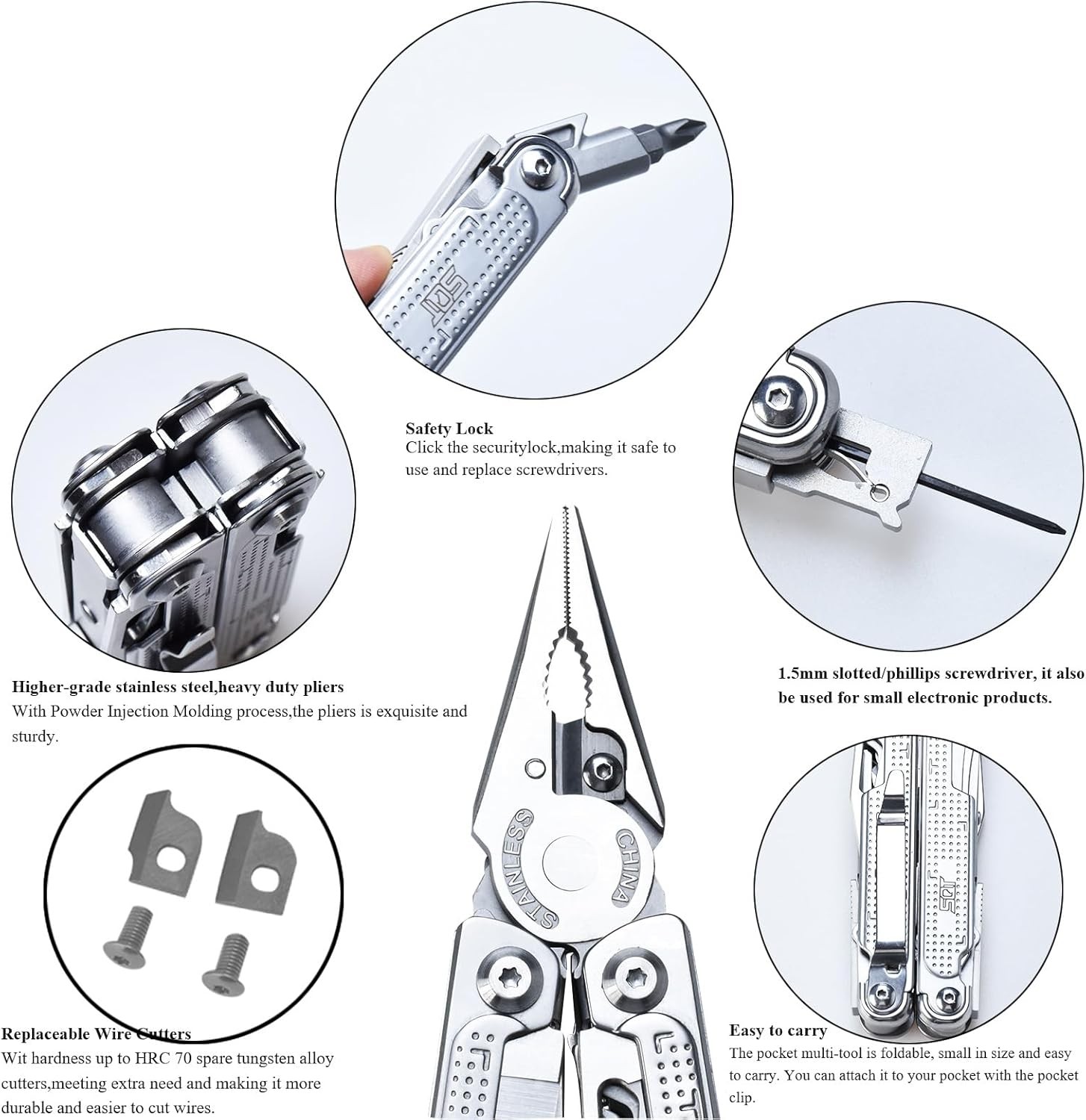 SQT2048 20-in-1 Multitool, Foldable & Self-Locking,
