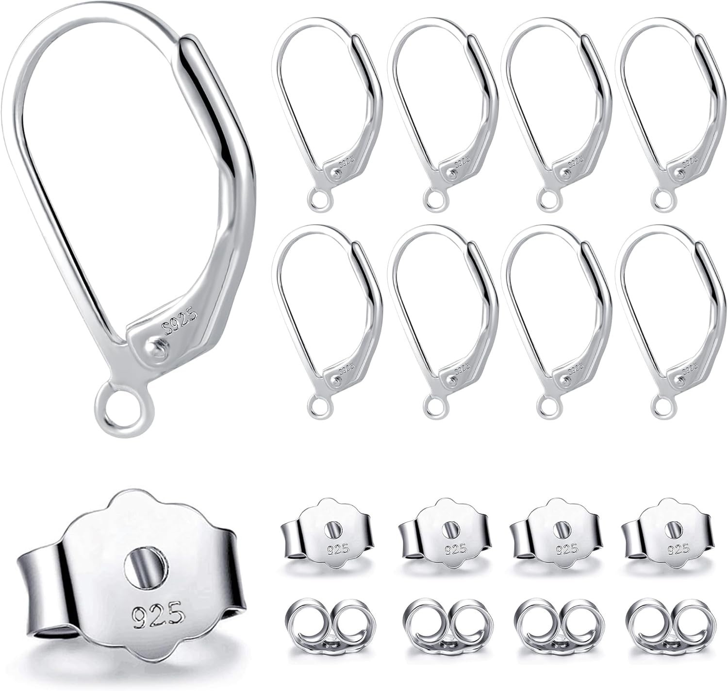 Elegant 16pcs Sterling Silver Dangle Hooks - Safe Hypoallergenic Earring Support
