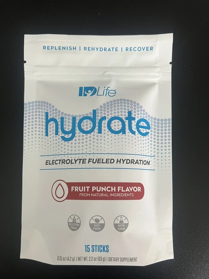 IDLife Hydrate Fruit Punch Electrolyte Hydration 15 Sticks - New! ID Life