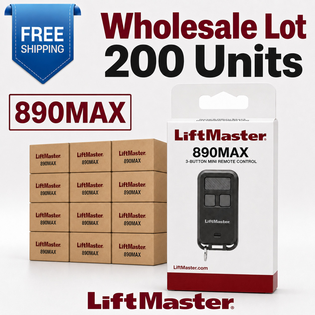 Lot of 200 Liftmaster 890MAX Garage Remote - OEM / Authentic, Free Shipping