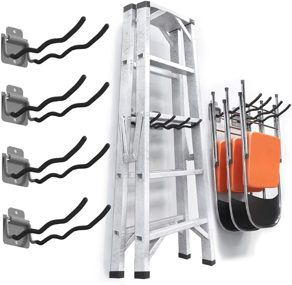 4Pack Garage Hooks Tool Organizer Heavy Duty Wall Mount Storage Hooks Black Gray