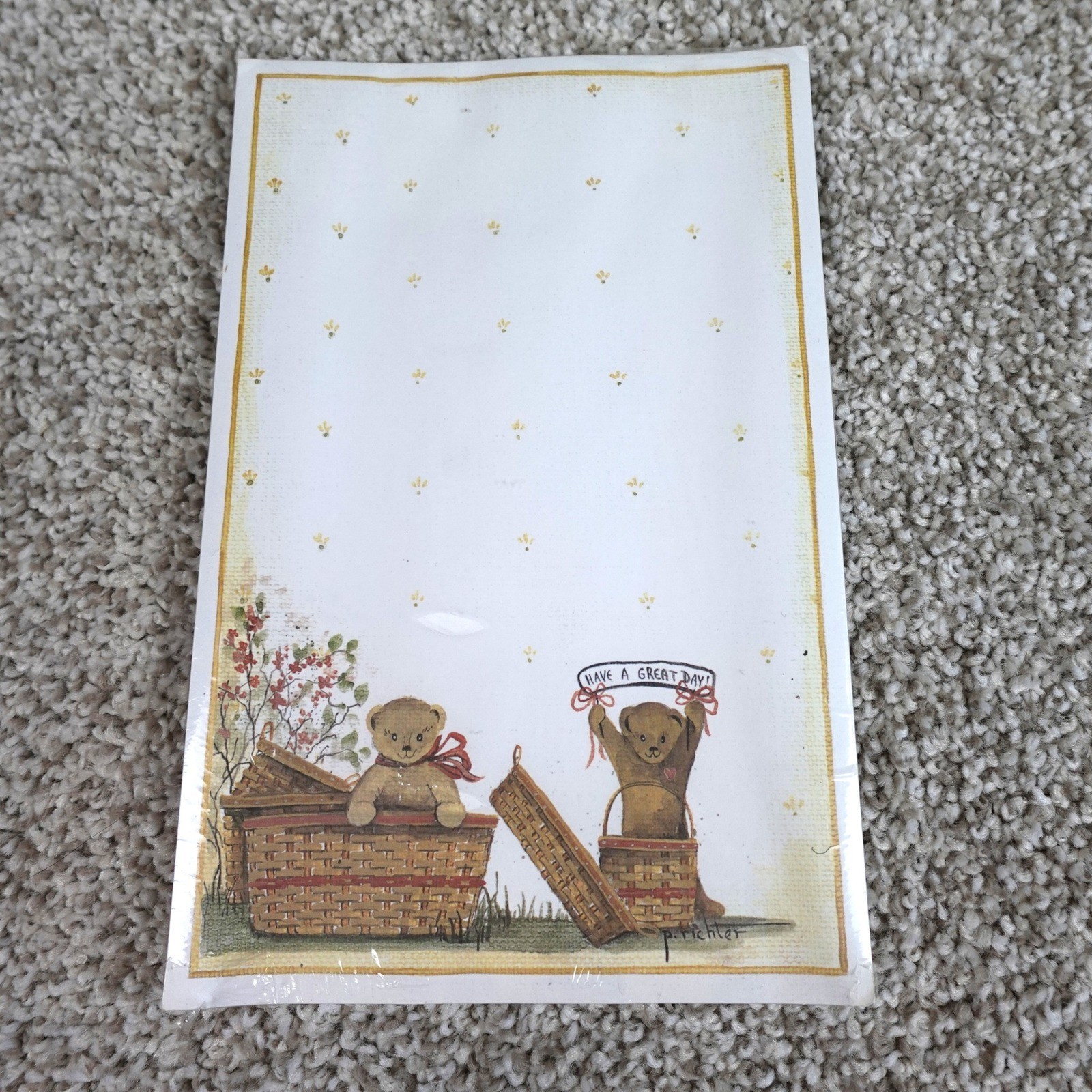 Creations Unlimited Pat Richter Teddy Bear Stationary 50 Sheets 1995 Vintage