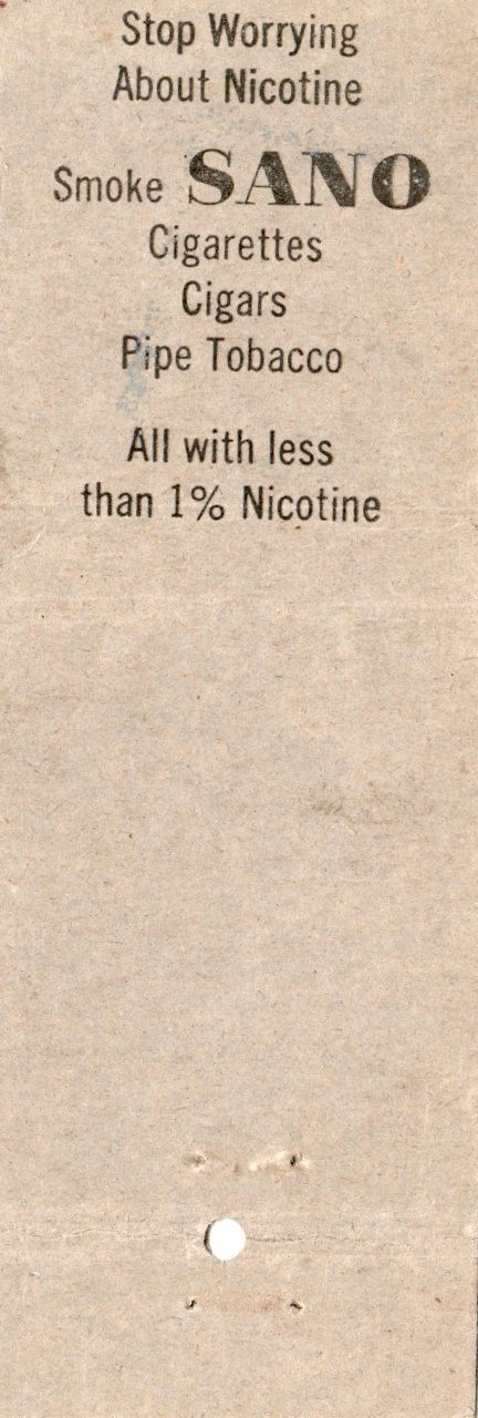 Vintage Matchcover Sano Cigarettes