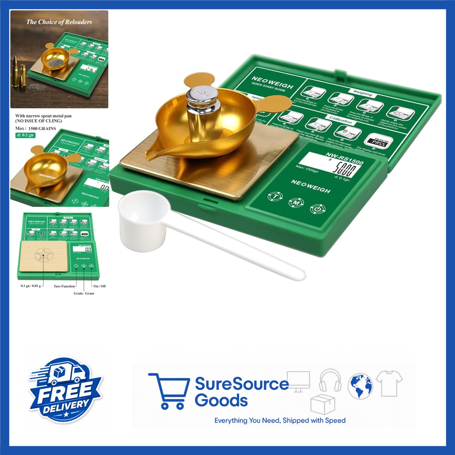 Mini Reloading Scale 1500 Grains with LCD Display and Stainless Steel Pan