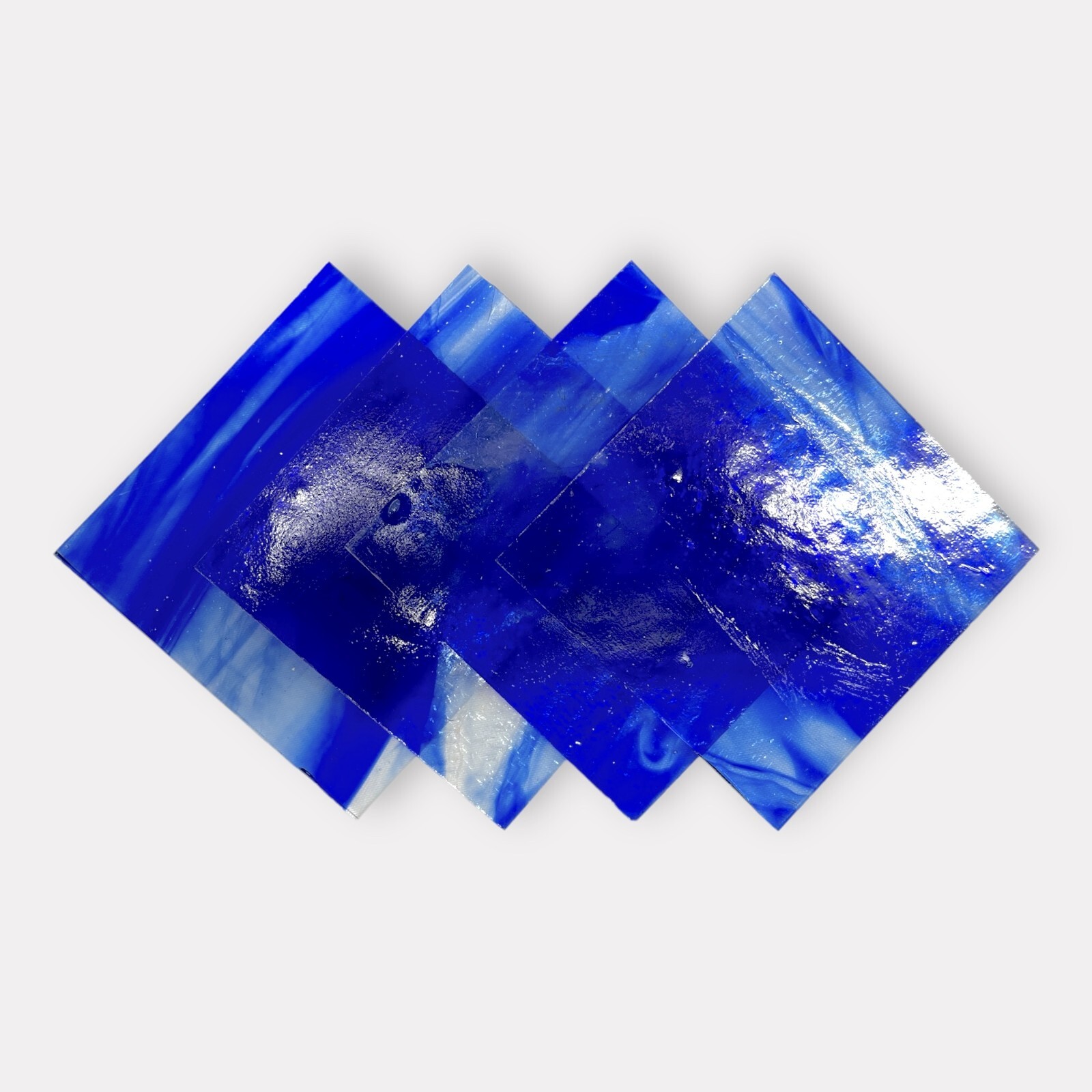 4 Pack Crystal Dark Blue TransparentCOE 96 Fusible Glass Sheets / Mosaic Squares