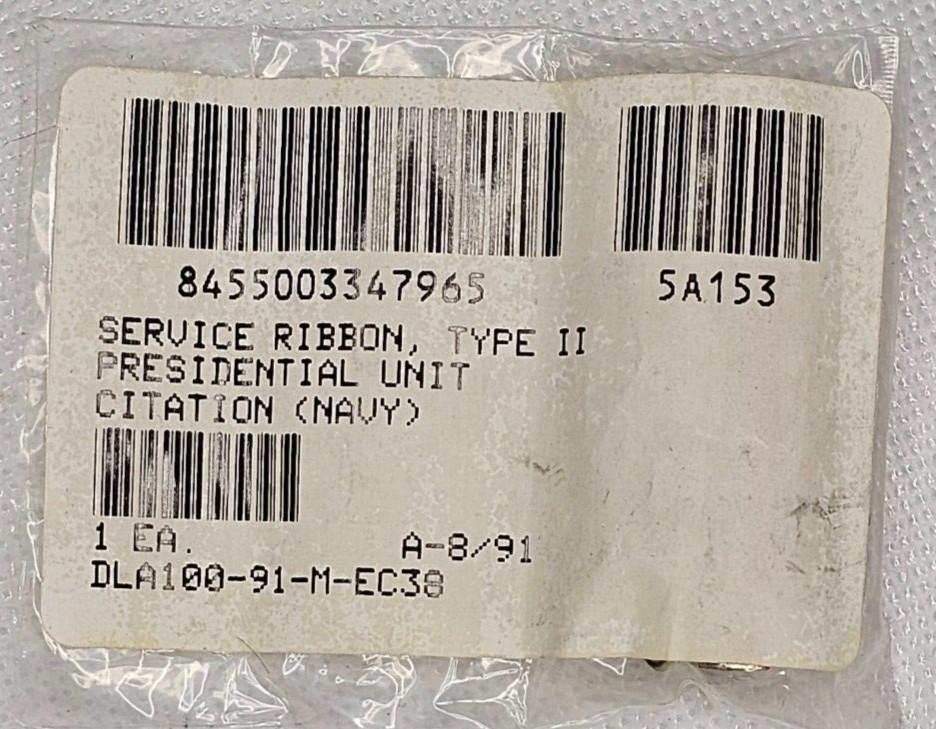 New U.S. Navy Presidential Unit Service Ribbon In Plastic