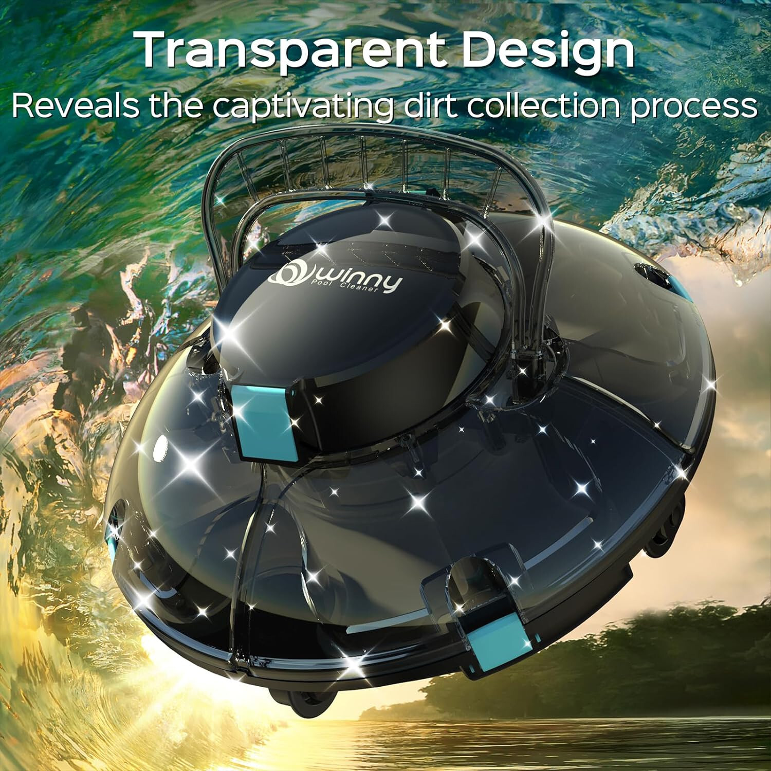 light duty transparent Cordless Robotic Pool Cleaner 538sq.ft Flat Above Ground