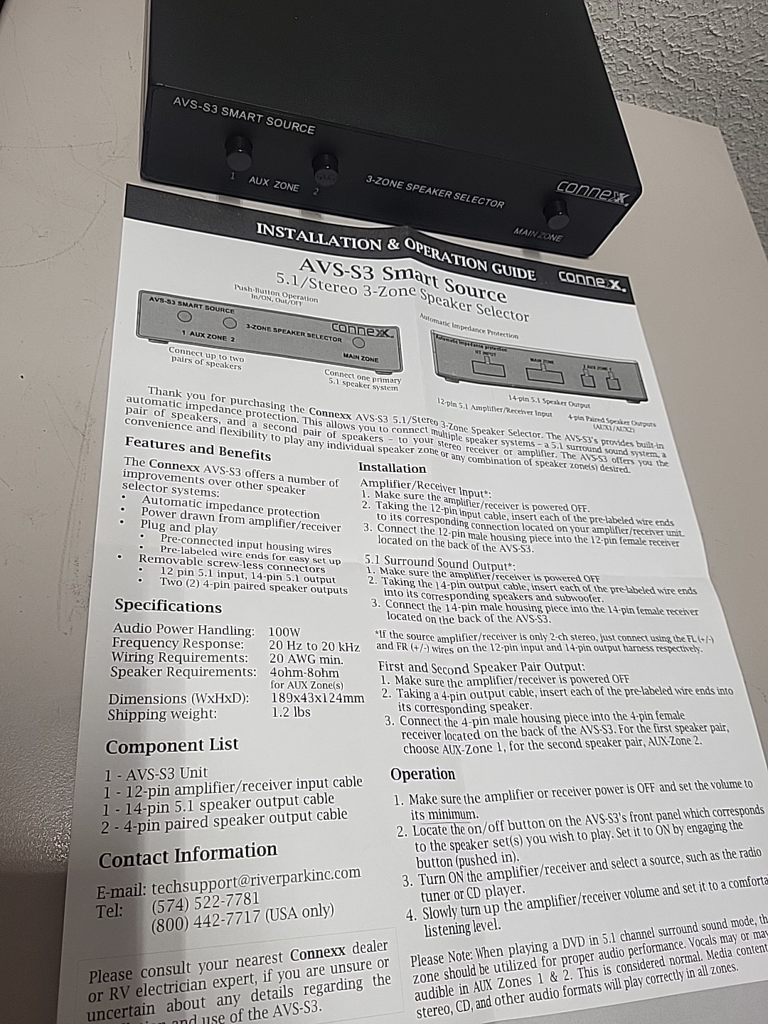 Connexx AVS-S3 Smart Source 3 Zone Speaker Selector