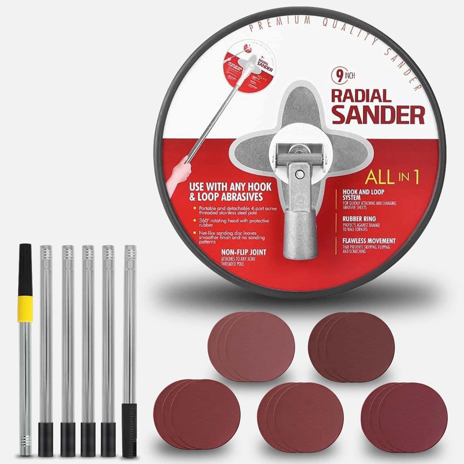 81 Inch Pole Sander Drywall Extension Hand Tool 15 Sheets 80240 Grit Paint