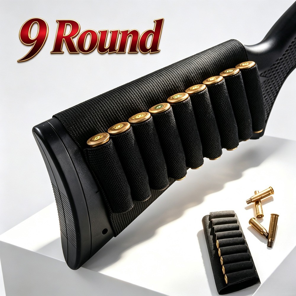 9 Round Rifle Buttstock Shell Ammo Shotgun Holder for Hunting Bullet Ammunition