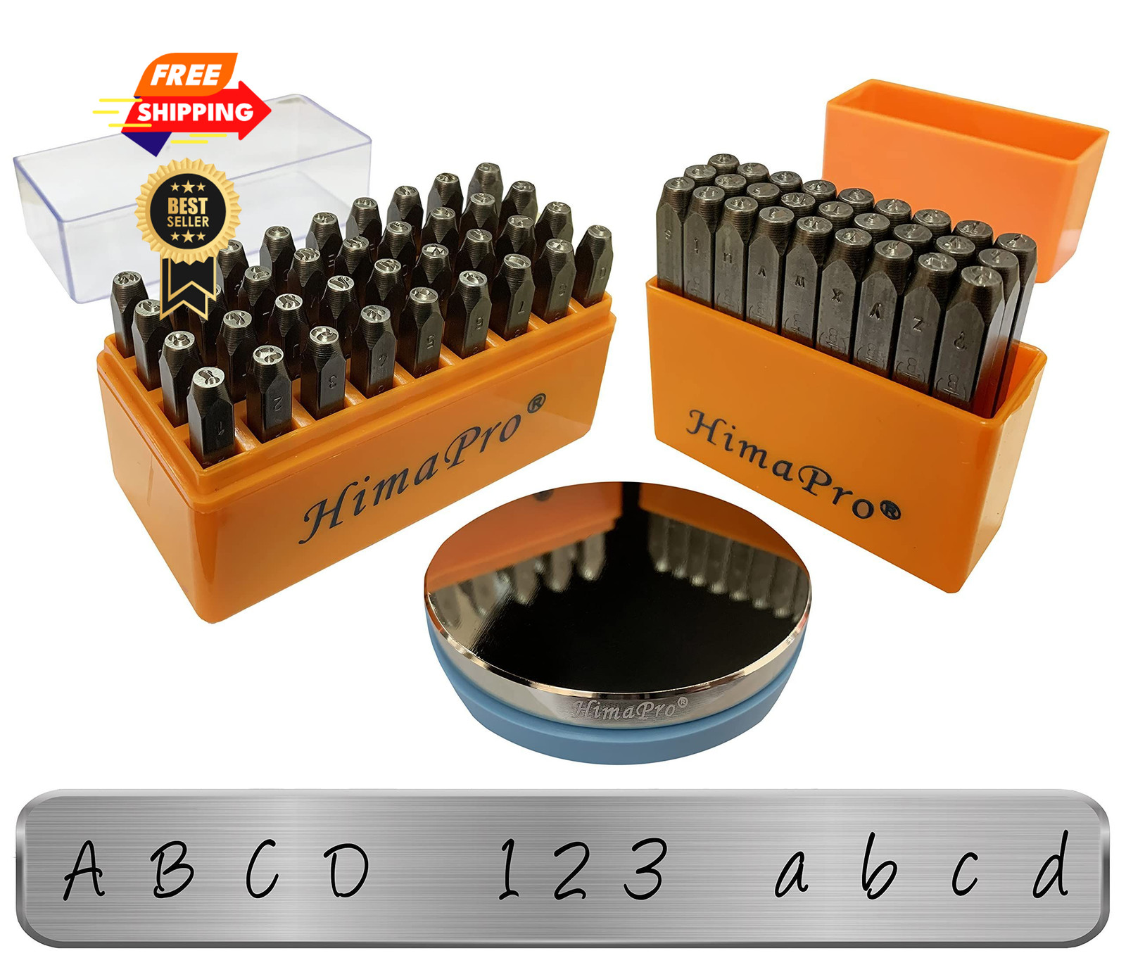 HimaPro 1/8''(3mm) 63 PCs Artistic Styled Number and Letter Metal 1/8'' (3mm)